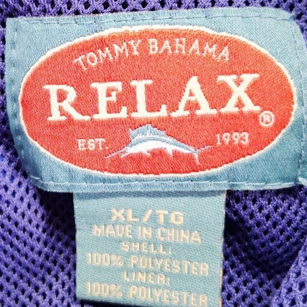 TommyBahama Relax‎ Men Swim Trunks XL Black All Over Print Drawstrings